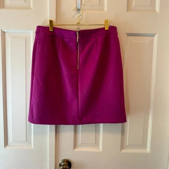 Skirt Suit Set Deep Fuchsia Suede Jacket & Skirt - Picture 9 of 10